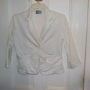 SIZE MEDIUM WHITE 3/4 SLEEVE ONE BUTTON BLAZER SPRING STREET